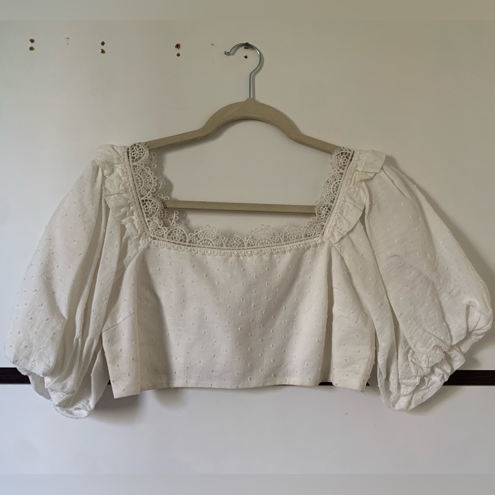 FARM Rio Made In Brazil White Lace Crop Top - Picture 2 of 2